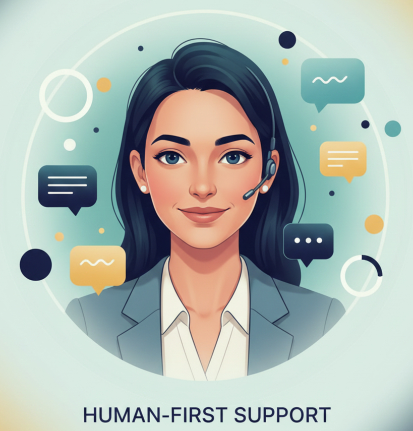 customer support team helping restaurant owner, friendly professional service representatives